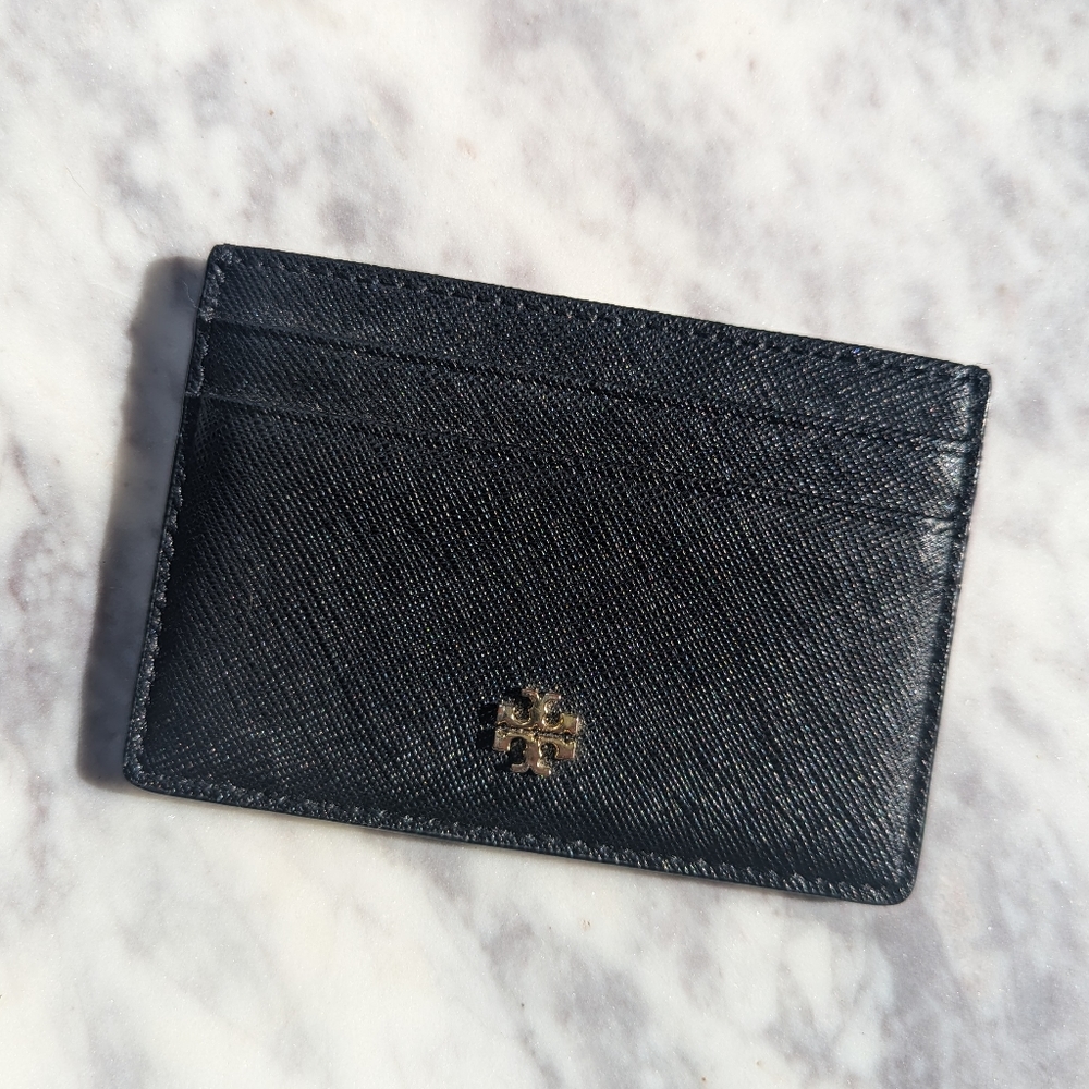 Tory Burch Leather Card Holder in Black